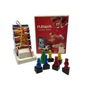 PLAYSKOOL Vintage Red Box Lacing Boot Learning While Playing in Original Box
